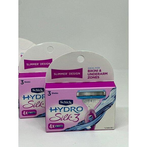 NEW Schick Hydro Silk 3 Razors Bikini & Underarm Zones 3 Blades 4X Pack Of 3 - Picture 1 of 4
